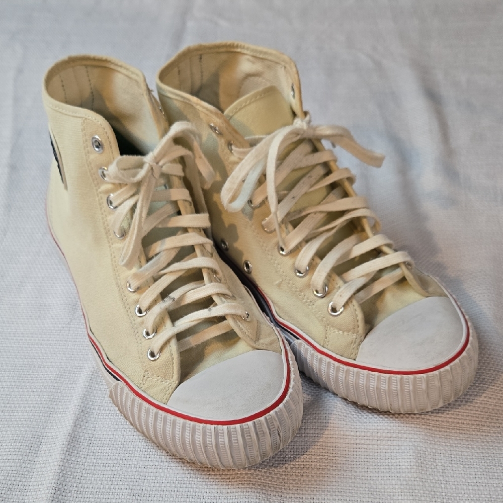 PF Flyers Canvas High Top Sneakers 6115642 White Size Mens 10.5